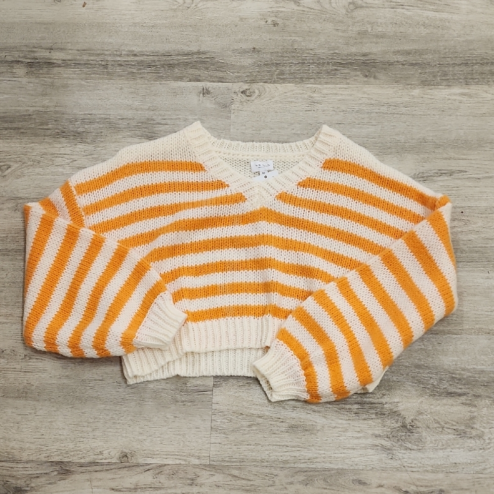 Orange and White Stripe Sweater Size Medium